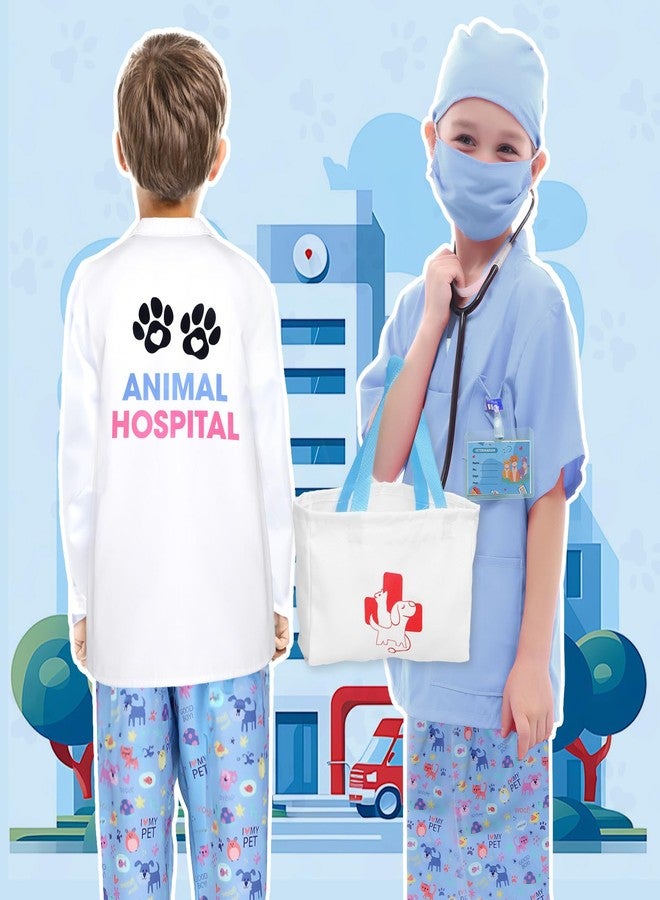 G.C Kids Veterinarian Costume Toddler Doctor Kit Scrubs Doctor Vet Costume Play Set Boys Girls Halloween Dress Up Career Day (Blue, 120 (4-6Y)) - Image 5